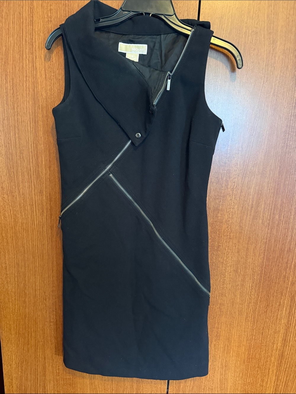 MICHAEL Michael Kors Black Moto Asymmetrical Zip Sheath Dress